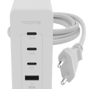 Mophie GaN speedport - ładowarka sieciowa 120W - 3 porty USB-C, 1 port USB-A (white)