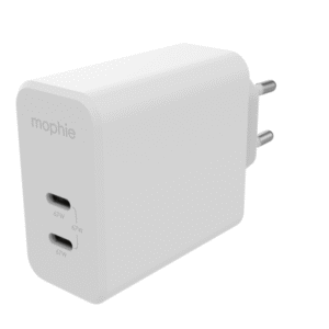 Mophie GaN Charger Dual - ładowarka sieciowa z podwójnym wejściem USB-C 67W (white)